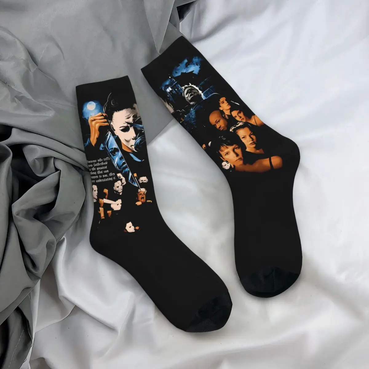 Colorful Unisex Michael Myers Halloween Horror Movie Design Socks Merch Basketball Socks Soft Wonderful Gifts