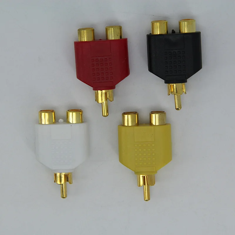 1 uds/4 Uds chapado en oro Audio Video 1 Rca macho a 2 rca hembra 2-RCA convertidor divisor AV acoplador conector adaptador enchufe