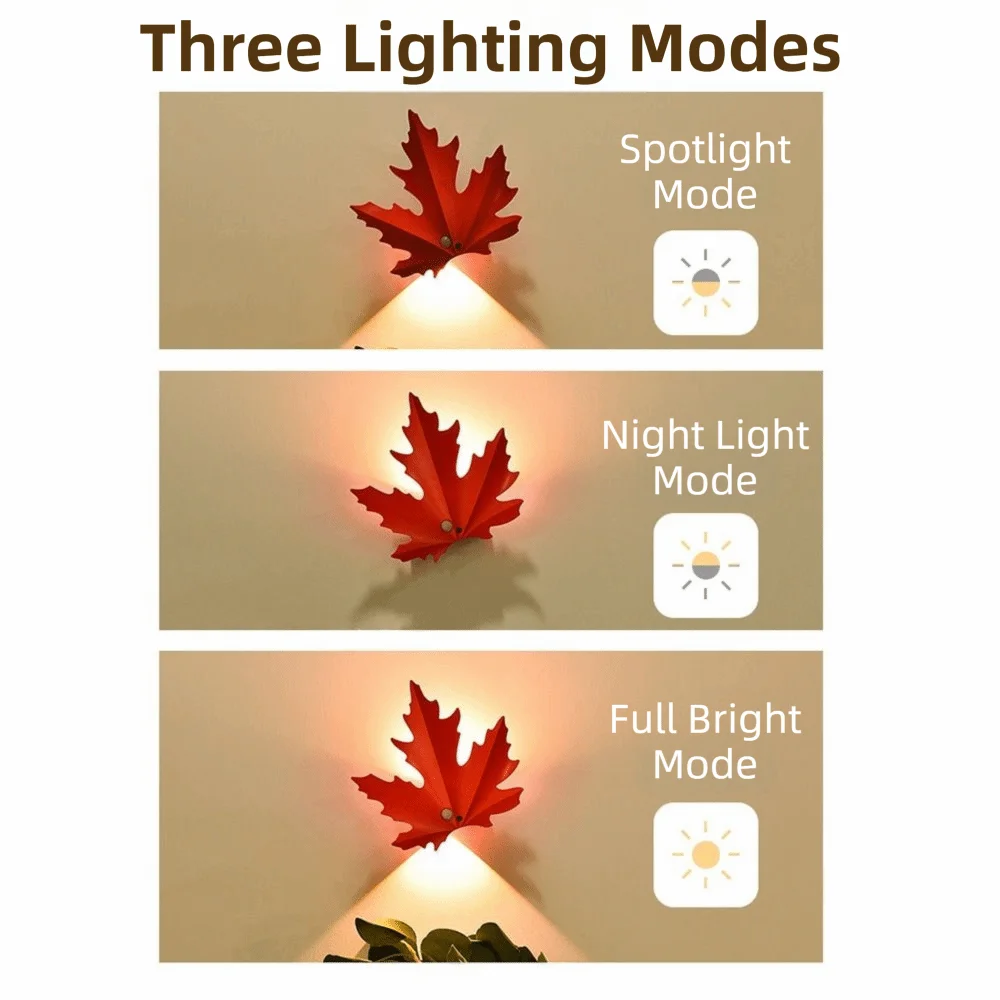 

Creative Maple Leaves Bedroom Remote Light Maple Leaves Shaped Motion Sensor Outdoor Wall Spotlight Decorative Lighting