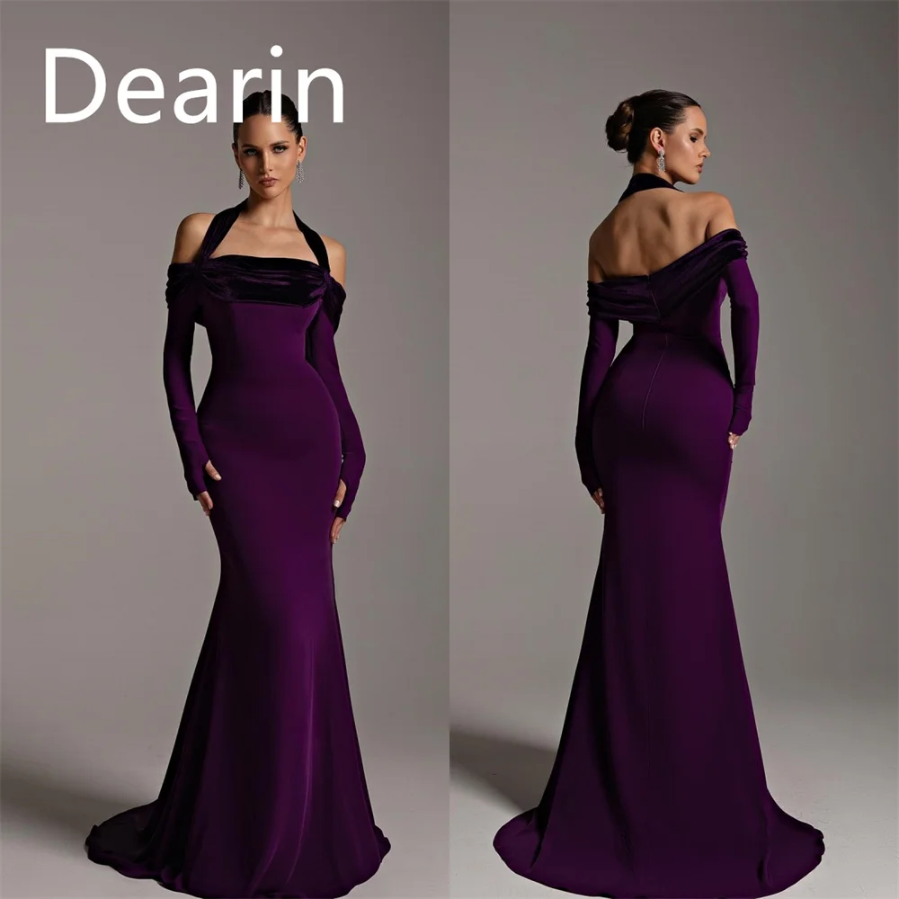 

Prom Dress Dearin Halter Sheath Floor Length Skirts Draped Bespoke Occasion Dresses Evening Formal Gown Saudi Arabia