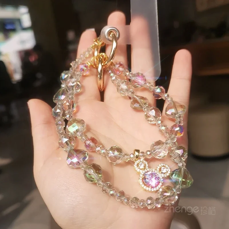Colorful Crystal Jewel Bracelet Women\'s Mobile Phone Lanyard Short Hand Beaded Chain Wrist Colored Diamond Pendant Bracelet