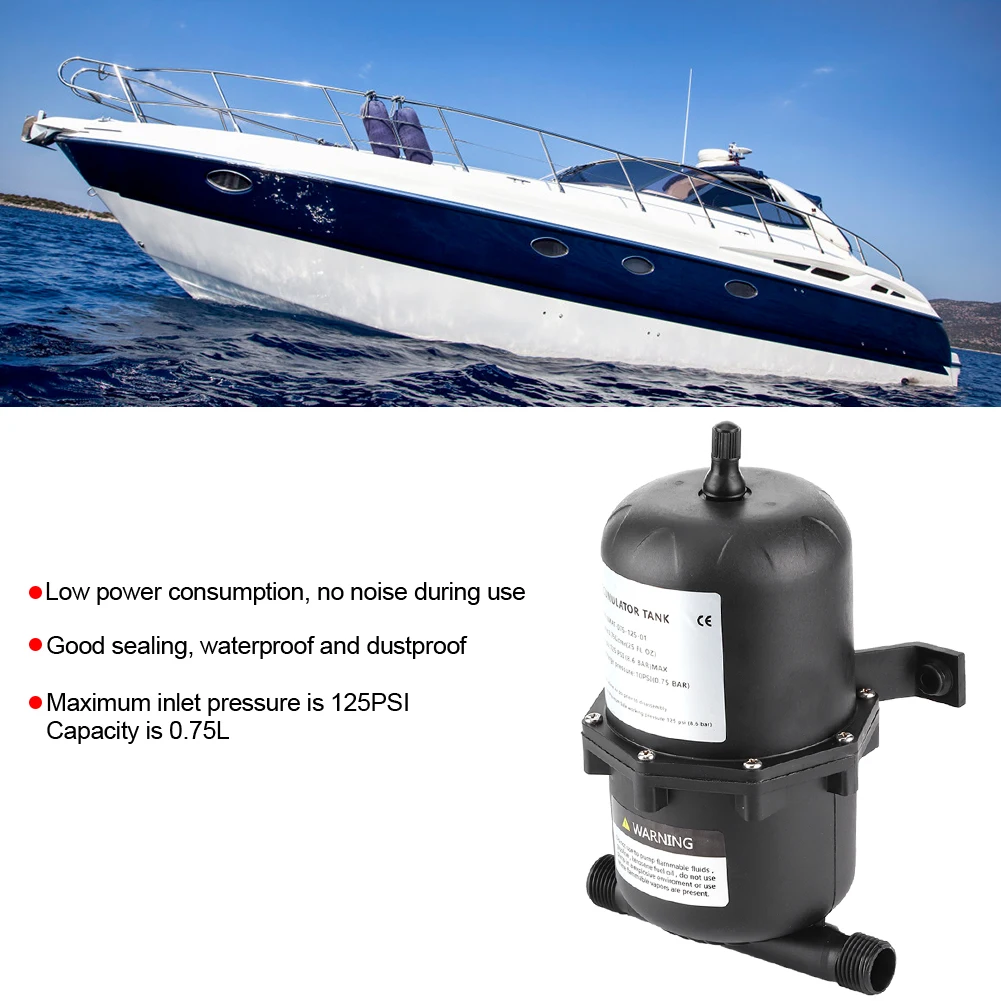 Acumulador de bomba de agua de 125PSI, tanque de presión, Control de flujo de 0,75 L, resistente al agua, para barco RV marino