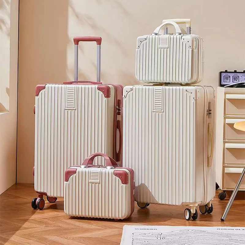 

20/24/26 Inch Retro Style Travel Suitcase Anti Cut Fabric ABS Luggage with Large Capacity Storage Quiet Spinner Wheels for TripA