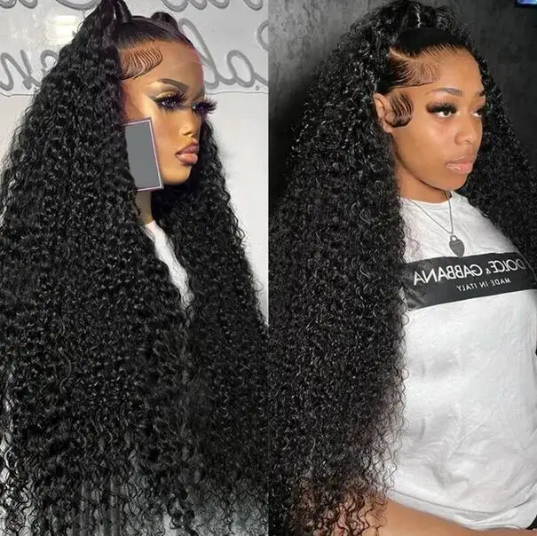 

Female 30 inch Indian deep curly lace front wig wavy lace closed wig