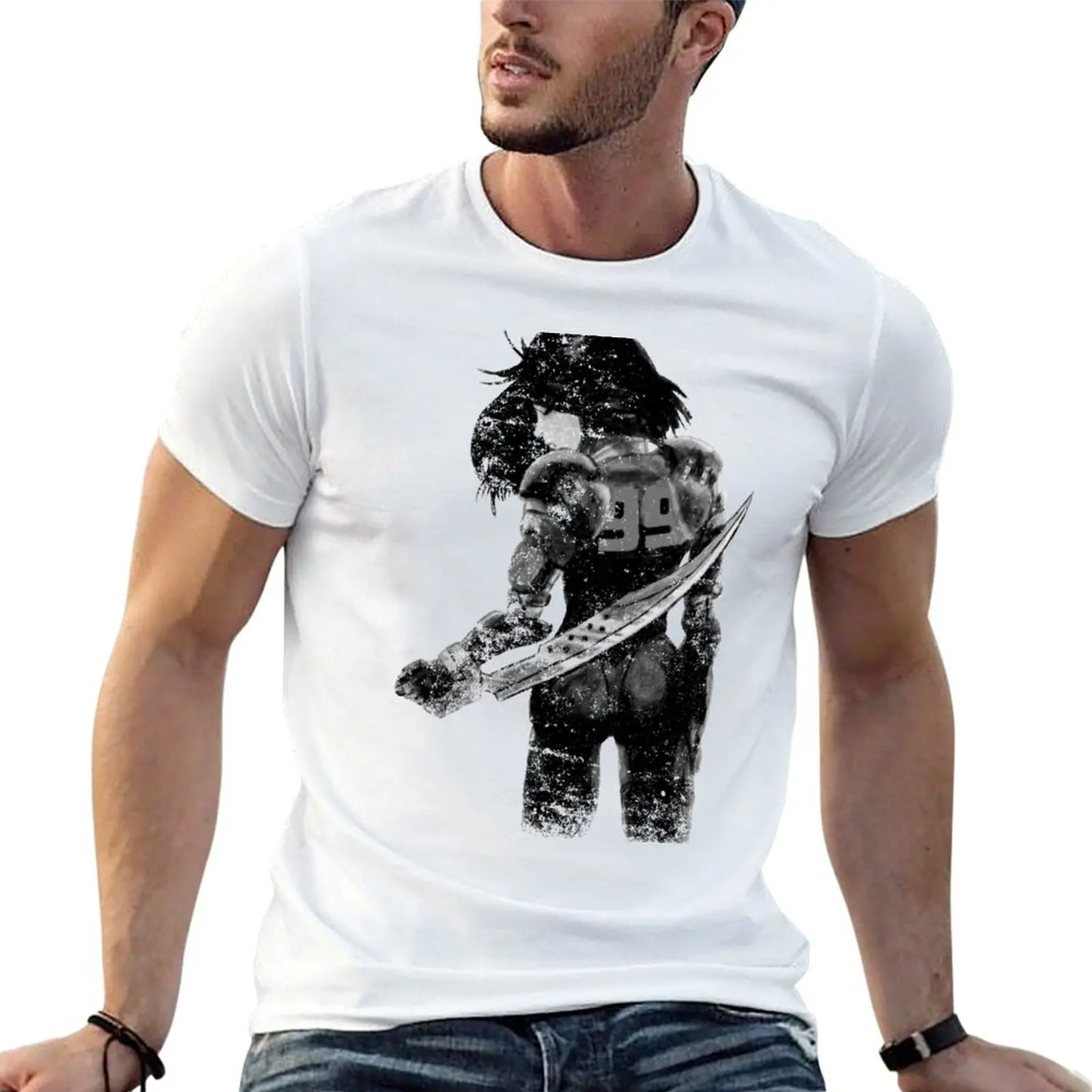 

Manga Angel watercolor distressed in black and white T-Shirt man t shirts graphic cotton t shirt pack t shirt man casual T-shirt