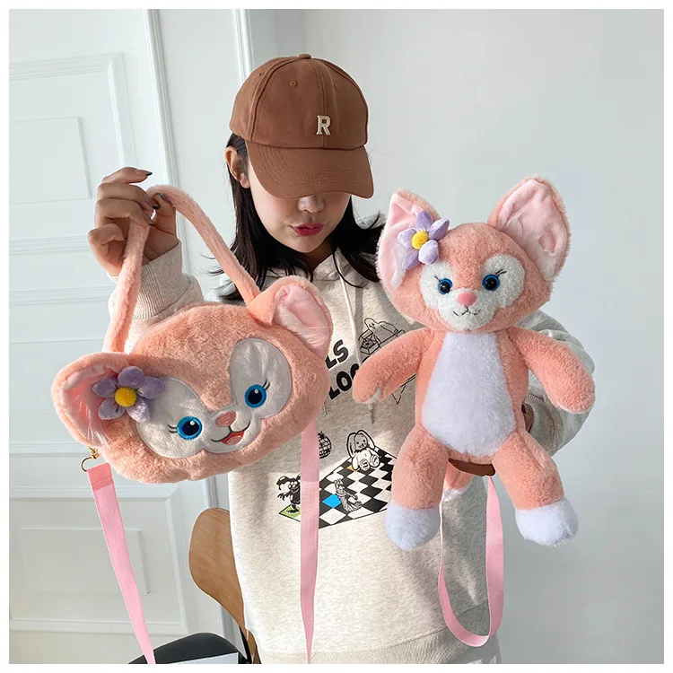 Duffy's New Friends Kawaii Disney Fox Linabell Stuffed Plush Bag Lovely Pink Fox Linabell Bag Gifts For Kids Girls