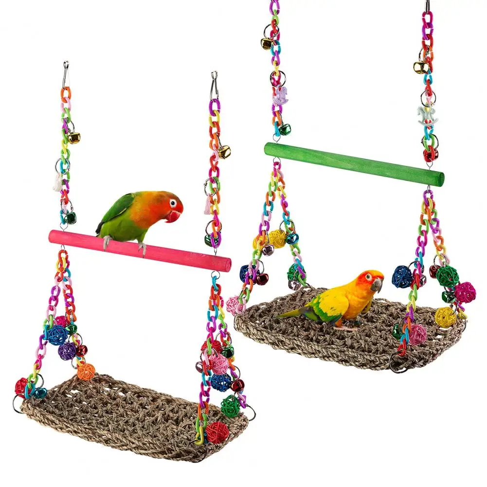 

Long-lasting Bird Toy Set Colorful Woven Parrot Swing Hammock Mat for Lovebirds Cockatiels Birdcage Stands for Small for Budgies