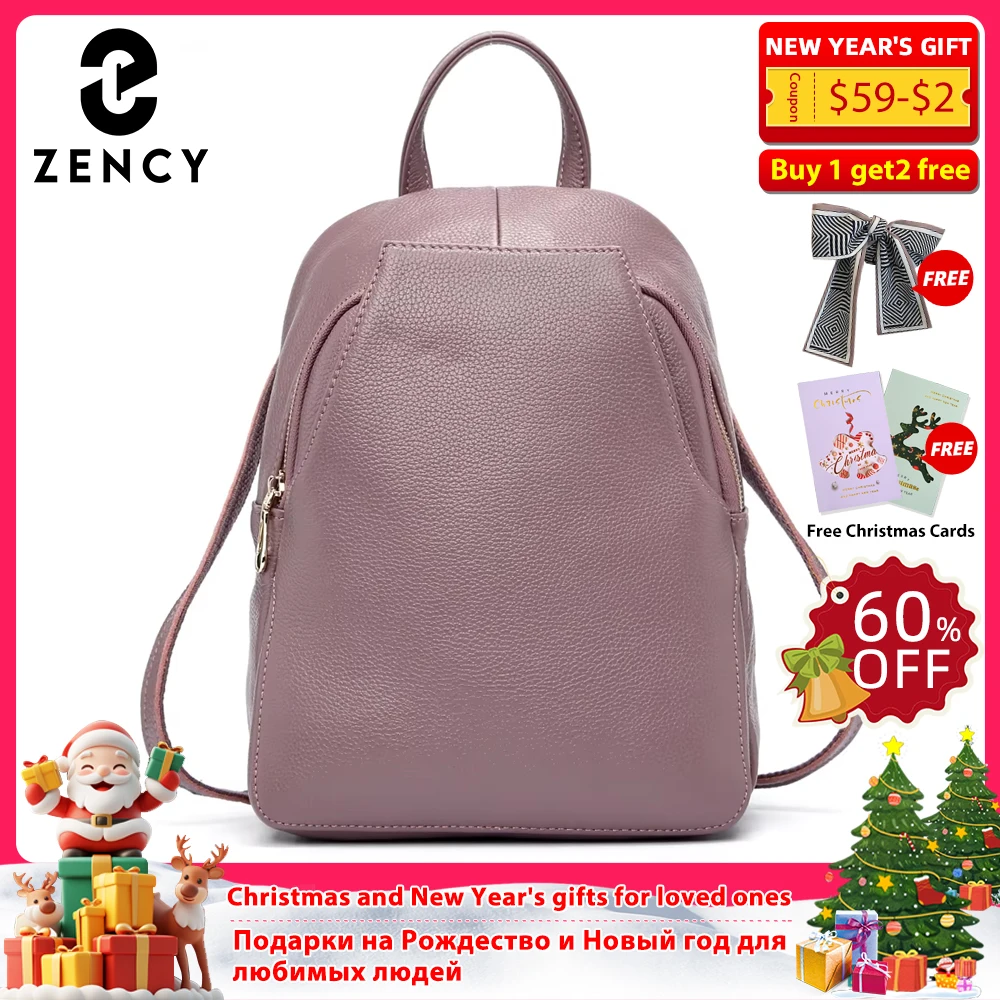 

Zency Women's Genuine Leather Backpacks Ladies Fashion Travel Bags Femal Daily Holiday Knapsack Preppy Style Girl's Schoolbag