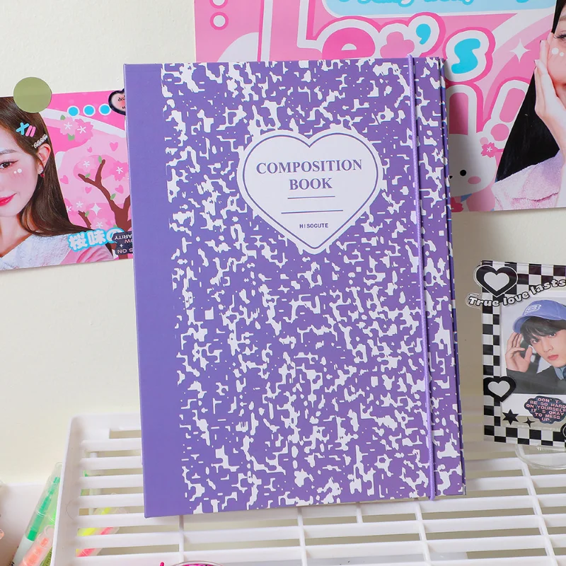 Ins Korean Version Girl A5 3 Inch Photo Album with Stone Pattern Simple 8 Hole Star Love Bean Small Card Collection Album