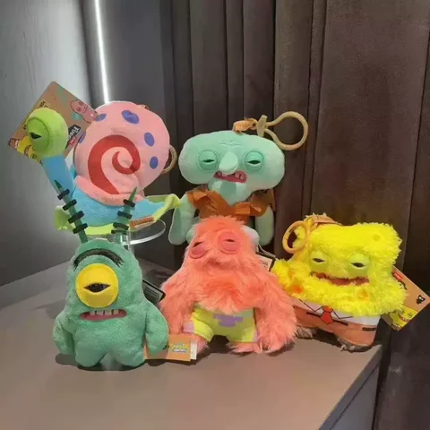 Porte-clés Fuggler Bob l'éponge Patrick, breloque de sac pour décoration de sac à dos, poupée en peluche douce, monstre aux dents, jouet moche, mignon et amusant