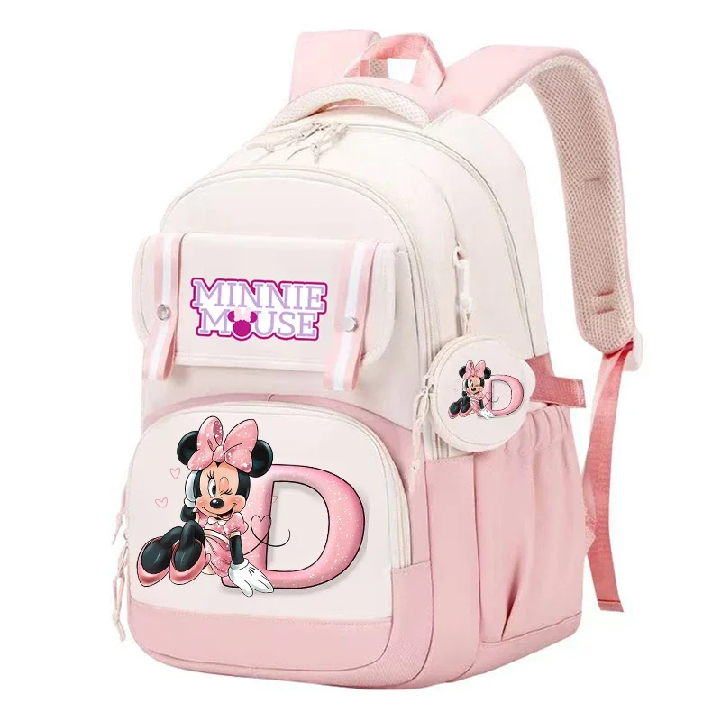 Disney-Minnie Mouse Aestethic Canvas Laptop Backpacks for Teenager, School Student Bag, Kawaii Gift