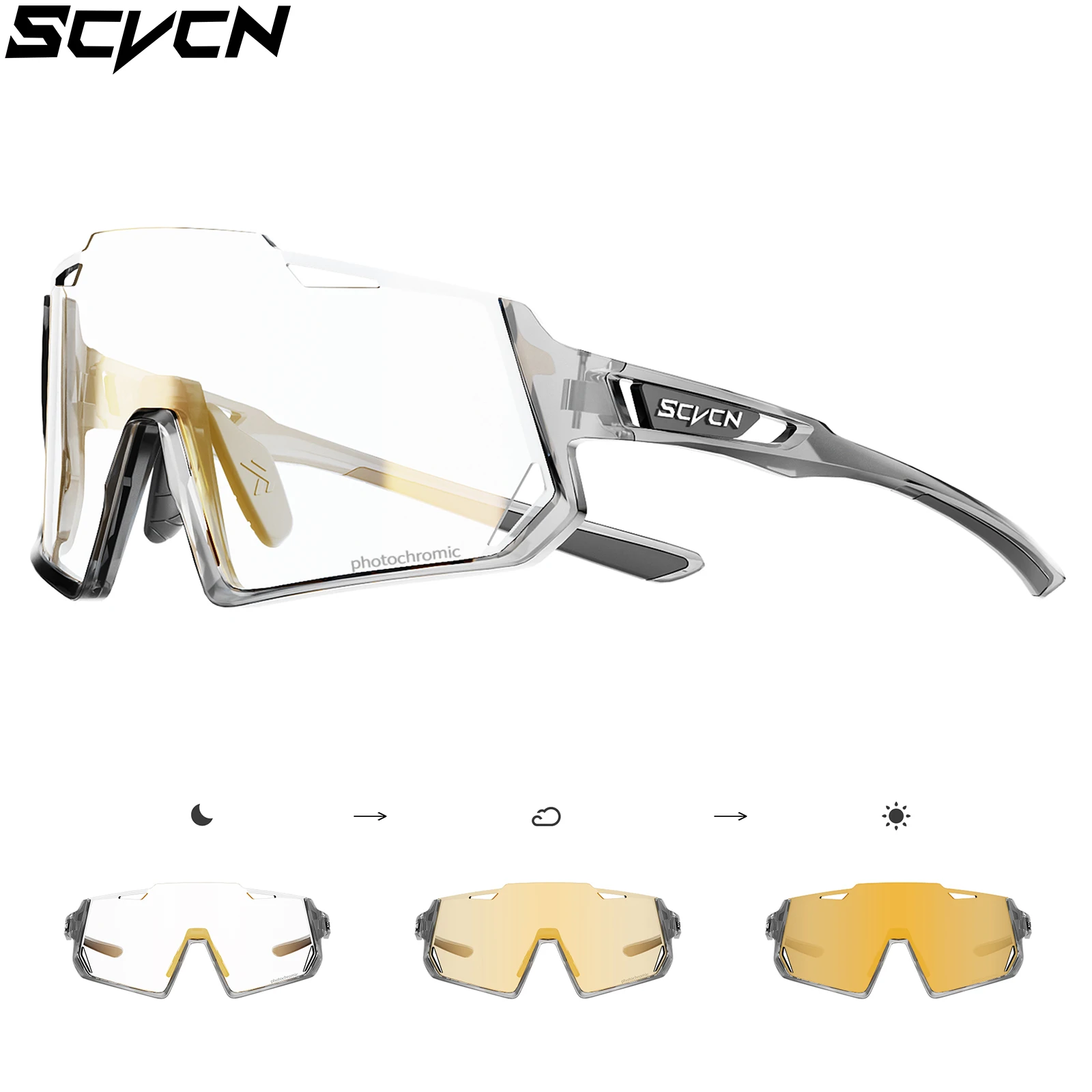 

SCVCN новые ночные фотохромные велосипедные очки UV400, солнцезащитные очки для гольфа и кемпинга, MTB, шоссейный велосипед, гоночный велосипед, спортивные очки на открытом воздухе