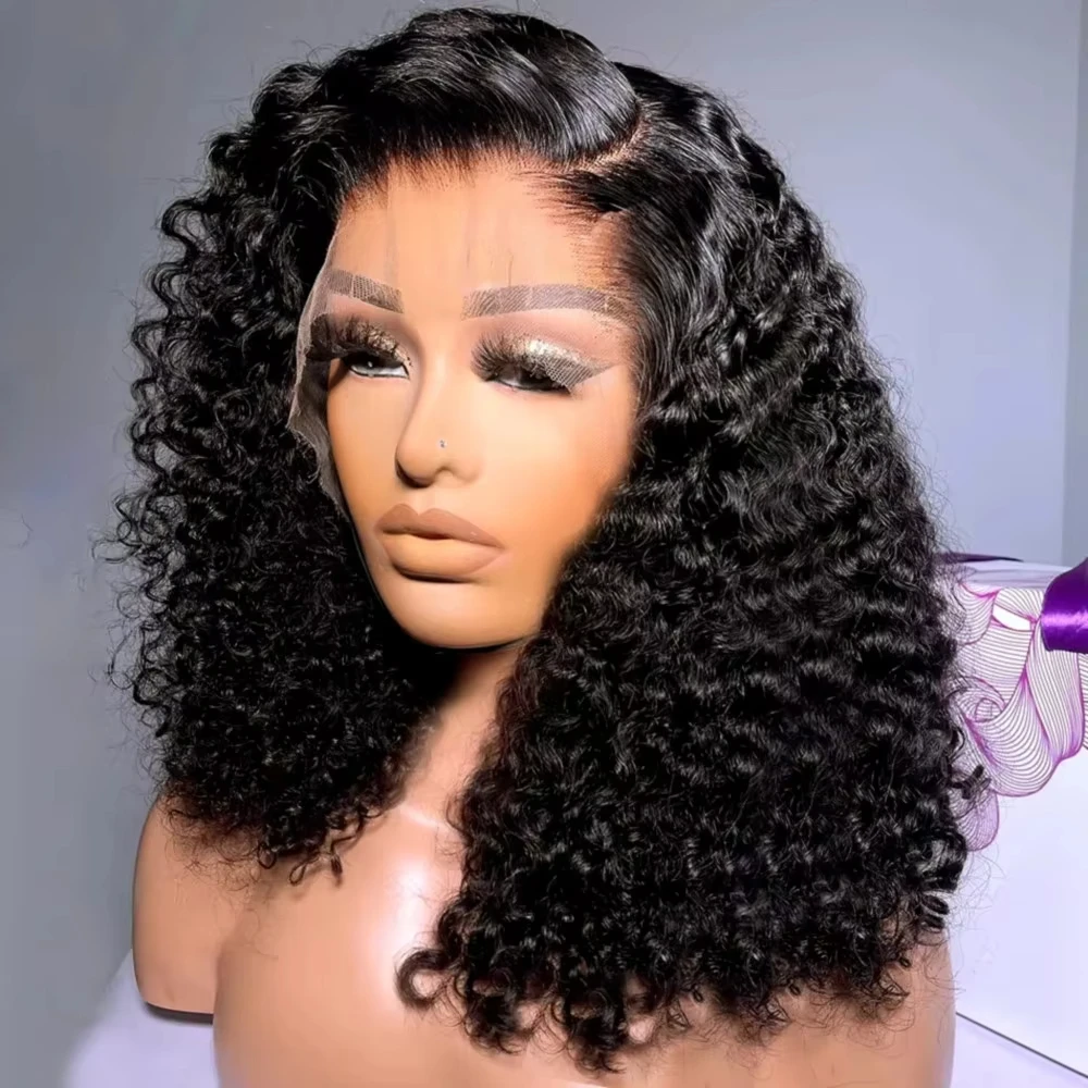 

Deep Wave Short Bob Wig Brazilian 100% Human Hair 13x4 Lace Frontal Human Hair Wigs 200% Density Curly Bob 4x4 Lace Closure Wig