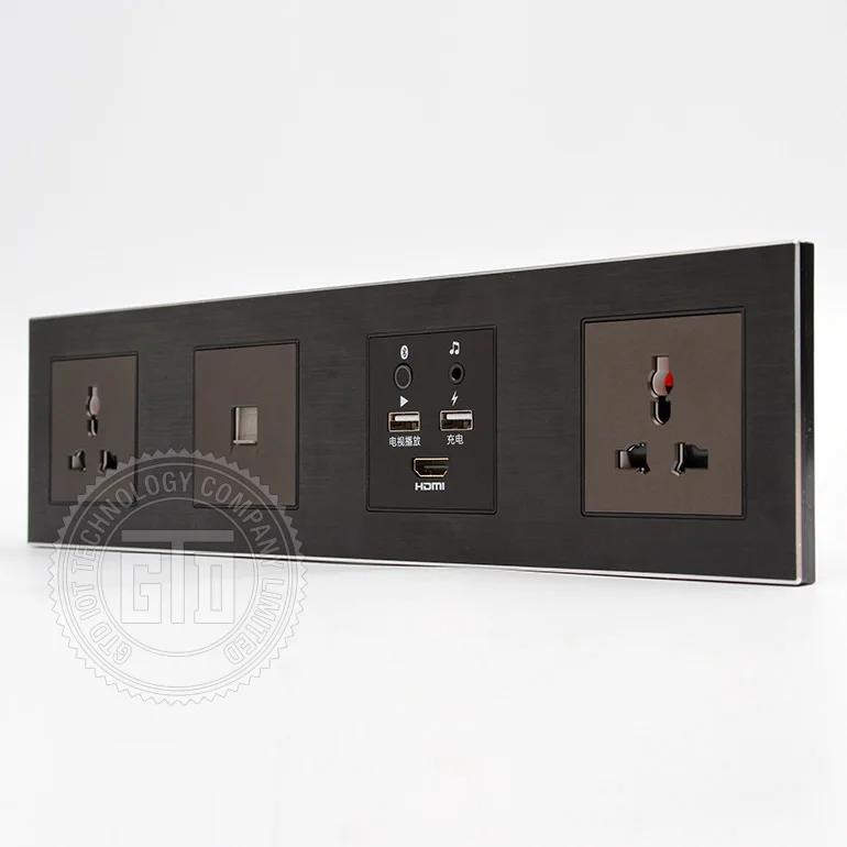 BT Audio USB Player e carregamento Media Hub, 4 conectado, Multi-Function, Wall Socket, Luxury Hotel Use