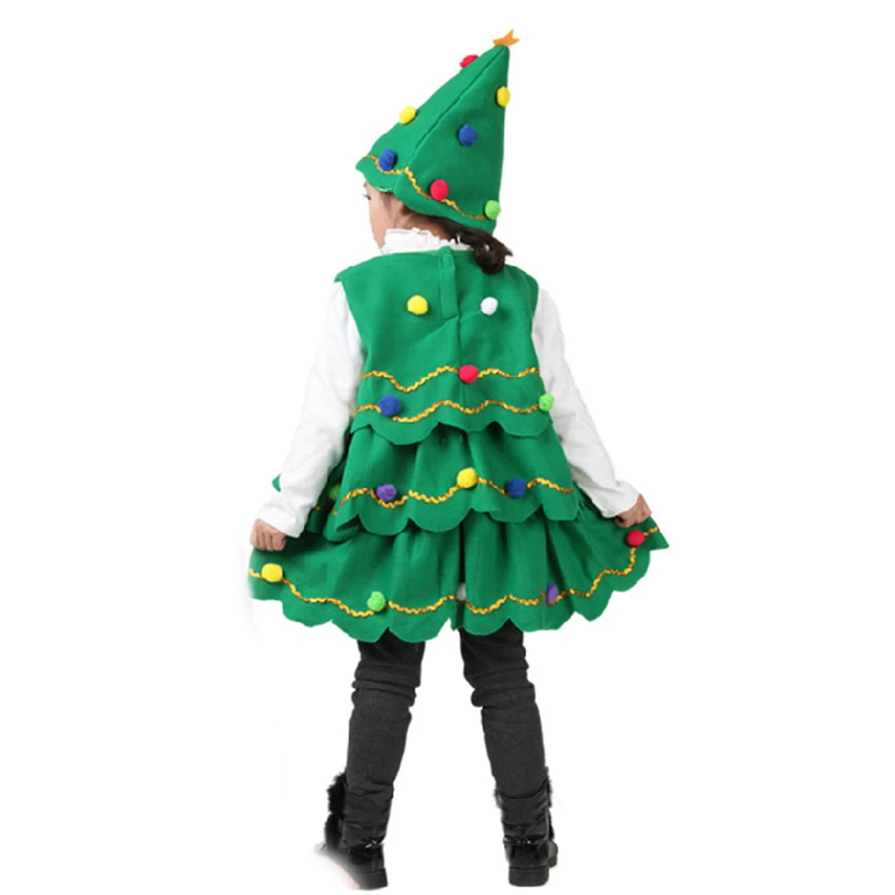 

Christmas Tree Hat Dress Costume for Kids Soft Stretchy Material Party Daily Wear Stage Show Costumes Holiday Gifts Christmas