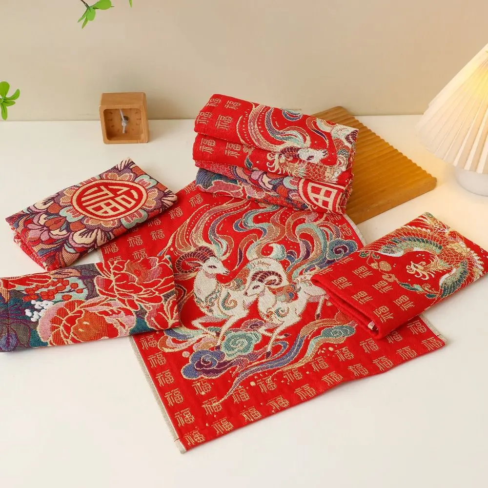 34x40cm Large Hand Towel Good Luck Quick Dry Pure Cotton Dish Cloth Decorative 4 Layer Cotton Gauze Kitchen Towel Happy New Year