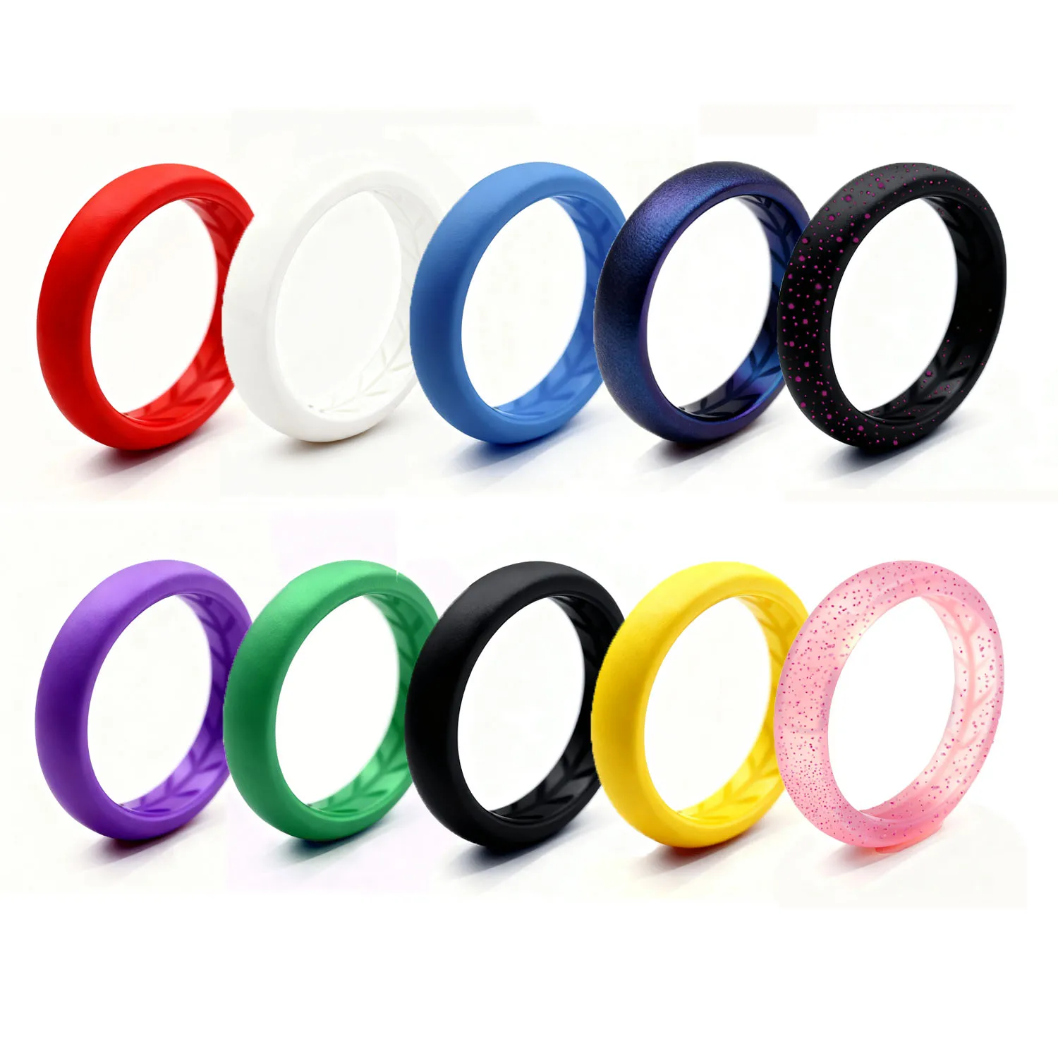 10 pcs/set Sporty Colored Silicone Rings Women's Wedding Rings Soft Comfortable Running Cycling Sports Exercise