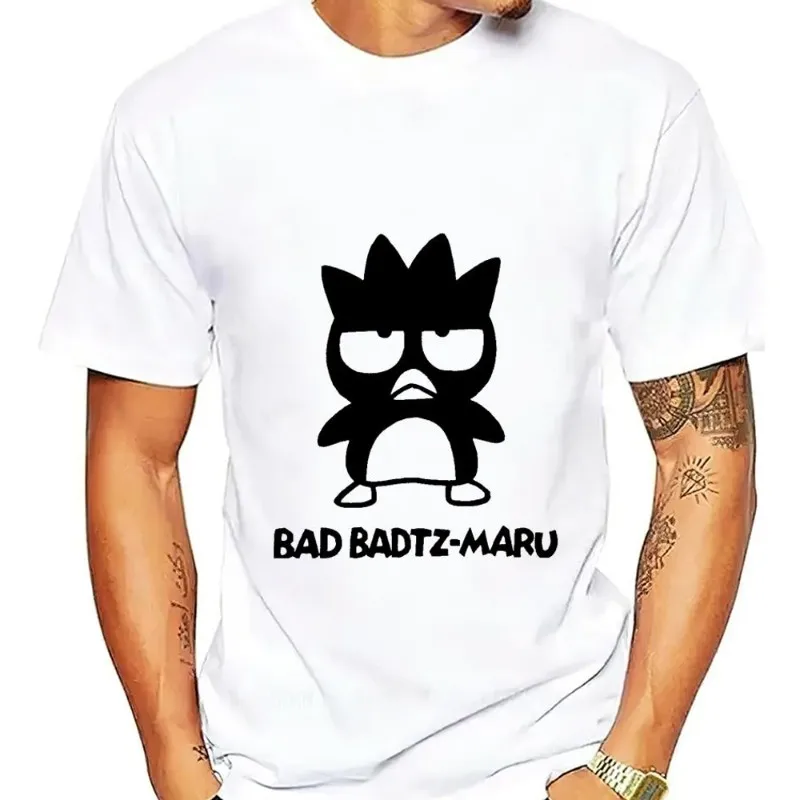 MINISO Sanrio Bad badtz-Maru T Shirt Men Couple Combination Women Clothes Short Sleeve Collar Fashion Cotto