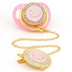 Pacifier Crown Luxury Gold Pacifier Clips Bling For Newborn Babies Alphabet Infant Pacifier Letter Unique Baby Shower chupetes