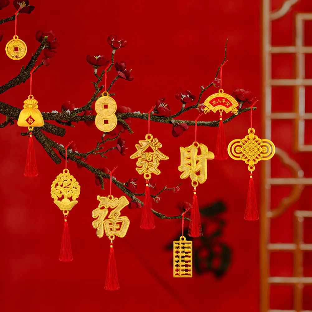 

48Pcs Spring Festival Pendants New Year Decorative Pendants Bonsai Hanging Ornaments Chinese Style Theme Decors