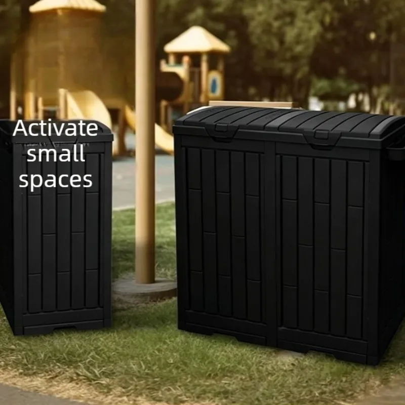 Outdoor Trash Can Plastic Rectangular Trash Cans Luxury Commercial Litter Bins Large Capacity Garden Dustbin with Lid Cleaning