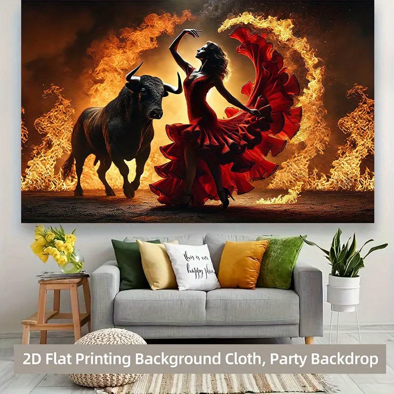 Dramatic Wall Tapestry Backdrop Curtain Canvas Art Poster Print Boho Tribal Bohemian Wall Decoration Polyester Material Party