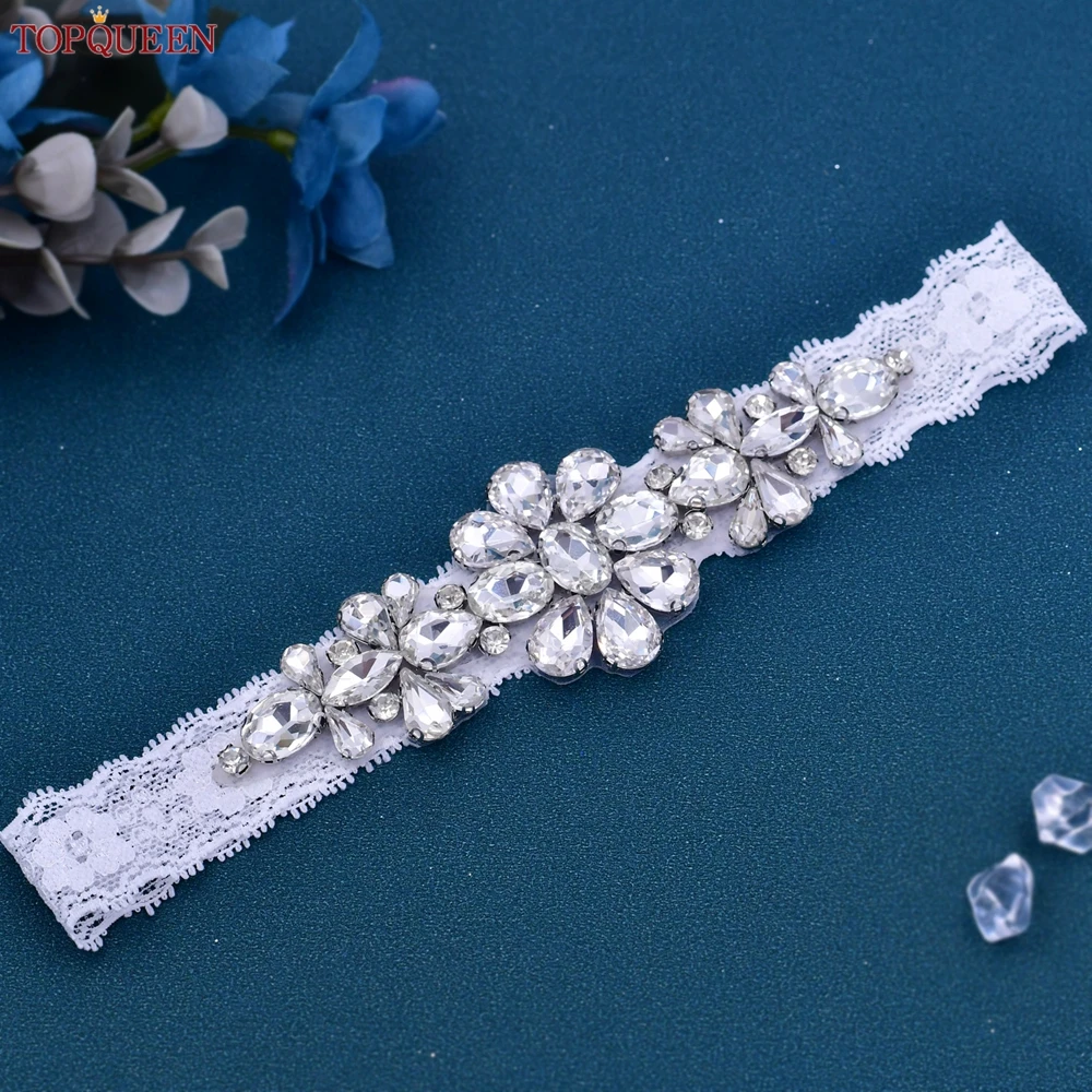 TOPQUEEN – ceinture de jarretelles de mariage, en dentelle, faite à la main, perlée, diamant, liguero, sexy, porte-jarretelle, personnalisé, S45