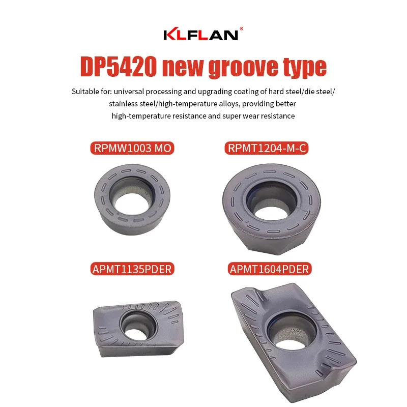 KLFLAN CNC Cutting Milling Insert High-Quality Metal Lathe Tools RPMW1003-DP5320 RPMT1204 APMT1604 APMT1135