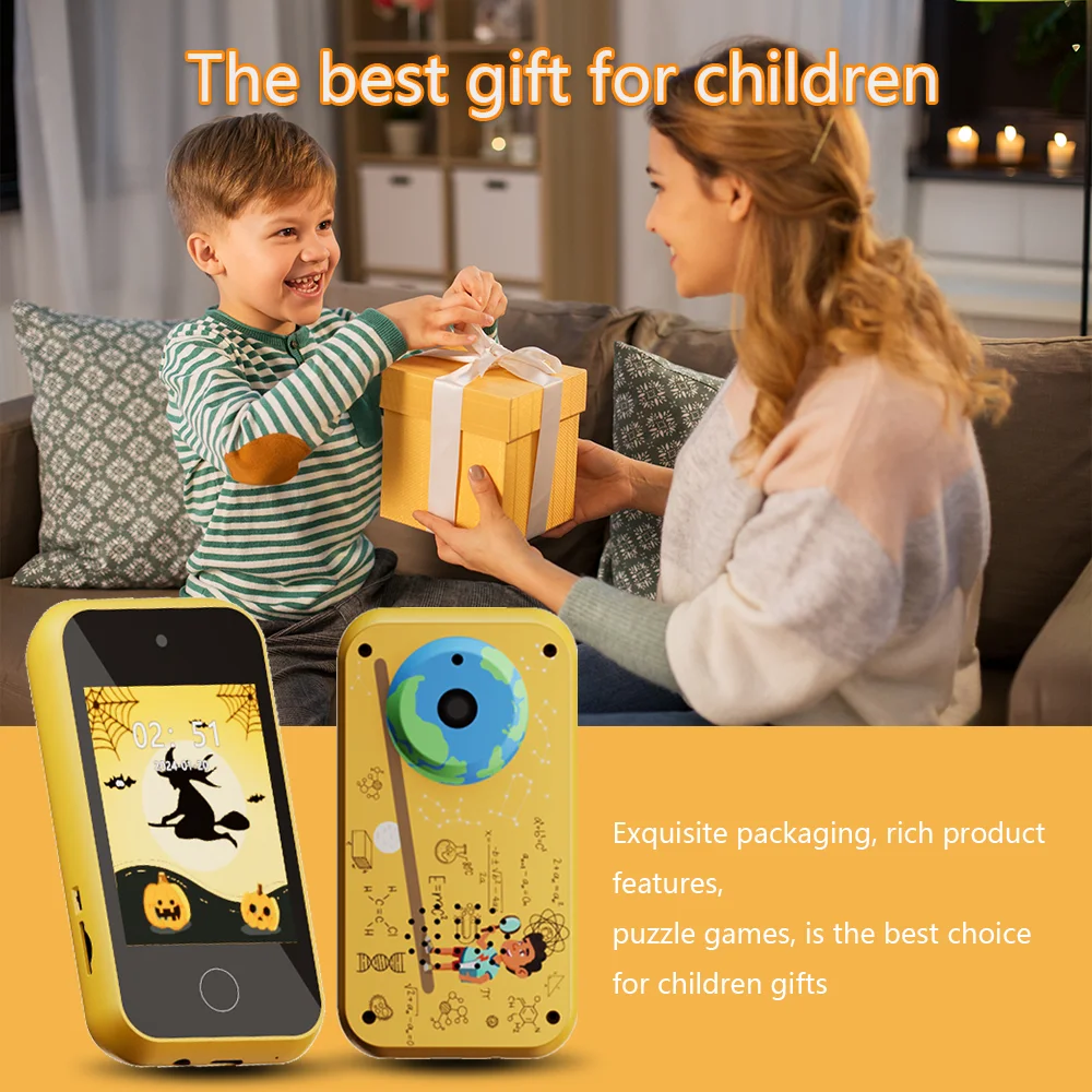 Juguete de teléfono móvil táctil inteligente para niños, cámara para niños con calendario despertador mp3, adecuado para niños y niñas de 3 a 12 años