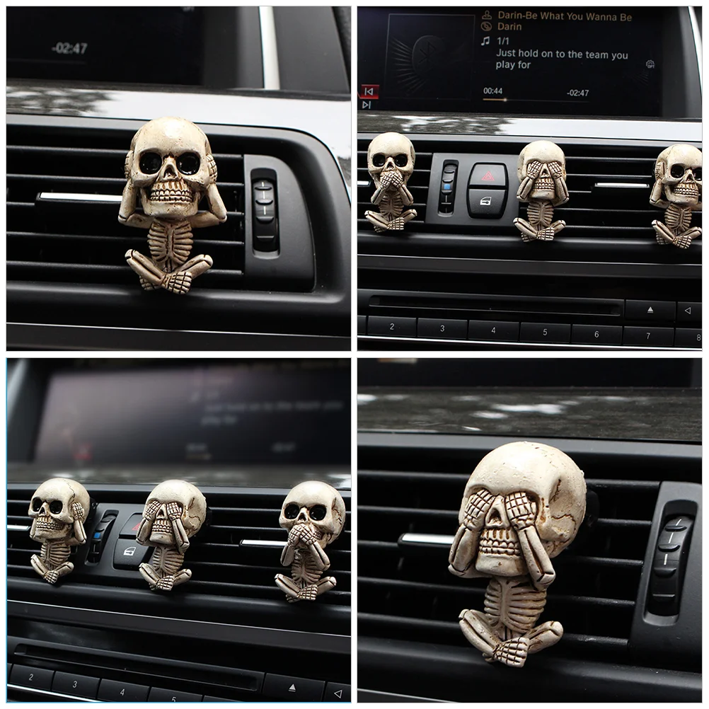 Skull Car Aromatherapy Clip Creative Perfume Funny Stick Air Vent Clips Freshener Beige Office