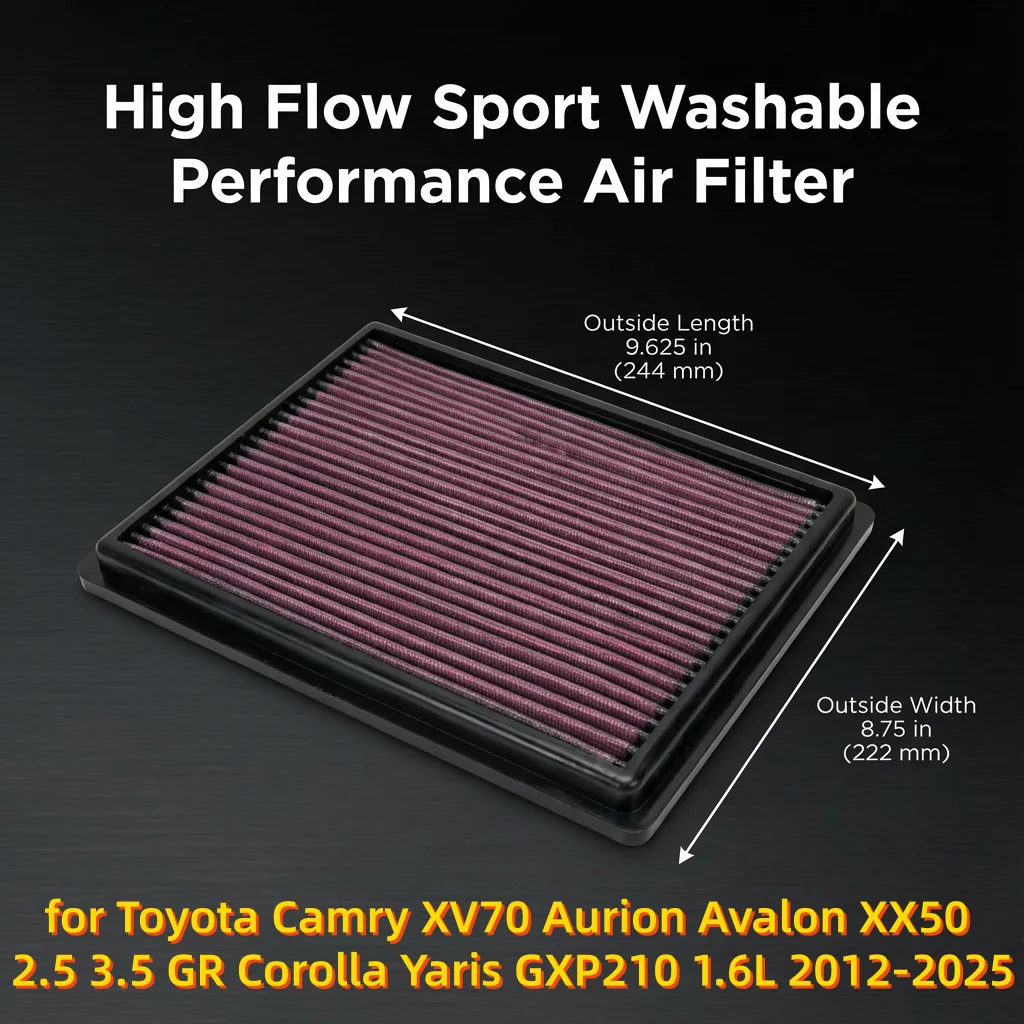 for Toyota Camry XV70 Aurion Avalon XX50 2.5 3.5 GR Corolla Yaris GXP210 1.6L 2012-2025 High Flow Sport Washable Air Filter
