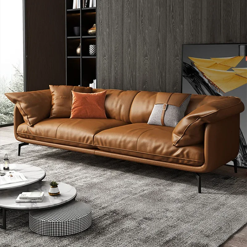 

Replica Italian Style Luxury down Napa Leather Sofa Modern Minimalist Living Room Combination Children Divano Trendy Furniture