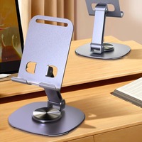 Universal Desk Phone Holder 360° Rotation Metal Foldable Bracket for Mobile Phone Tablet Adjustable Desktop Phone Holder Stand