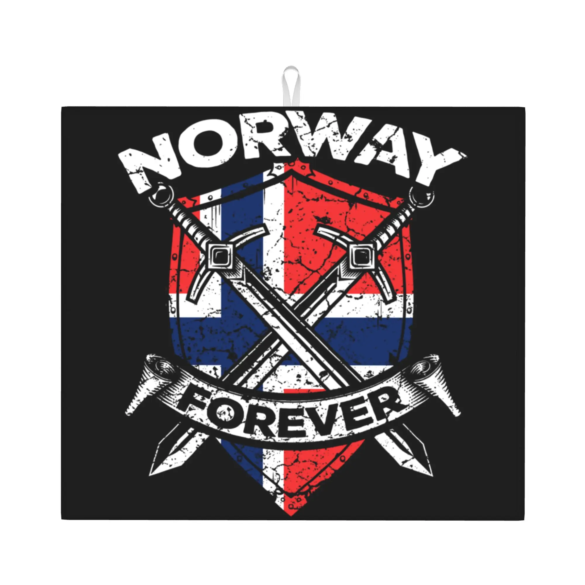 Norway Flag Non Slip Kitchen Counter Protector Mat Barware Tableware Reusable Norwegian Flag Bathroom Drying Mat For Kitchen