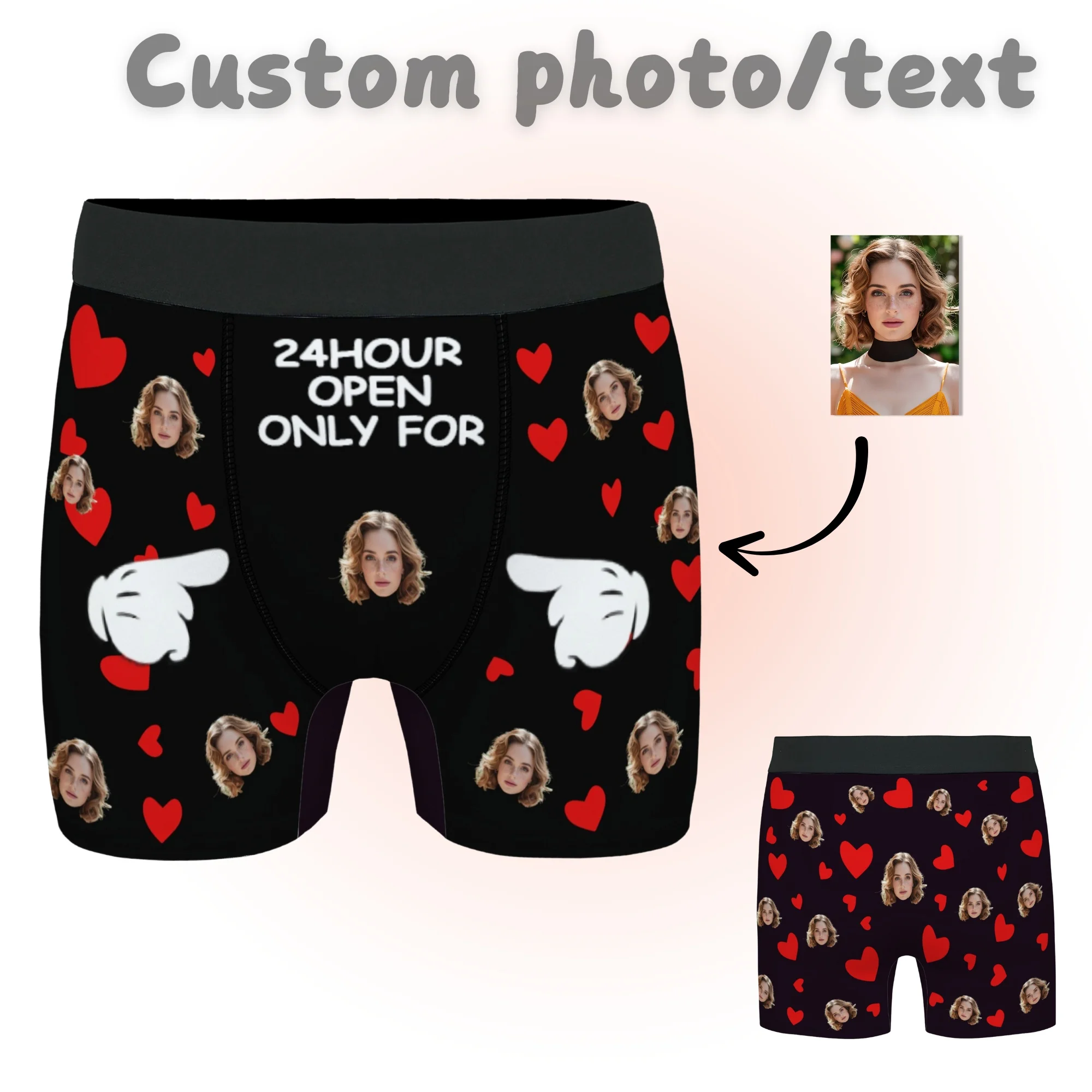 Men's Custom DIY Underwear Personalized Gesture and Photo Face Design Novel and Interesting Gift for Boyfriend Husband Father