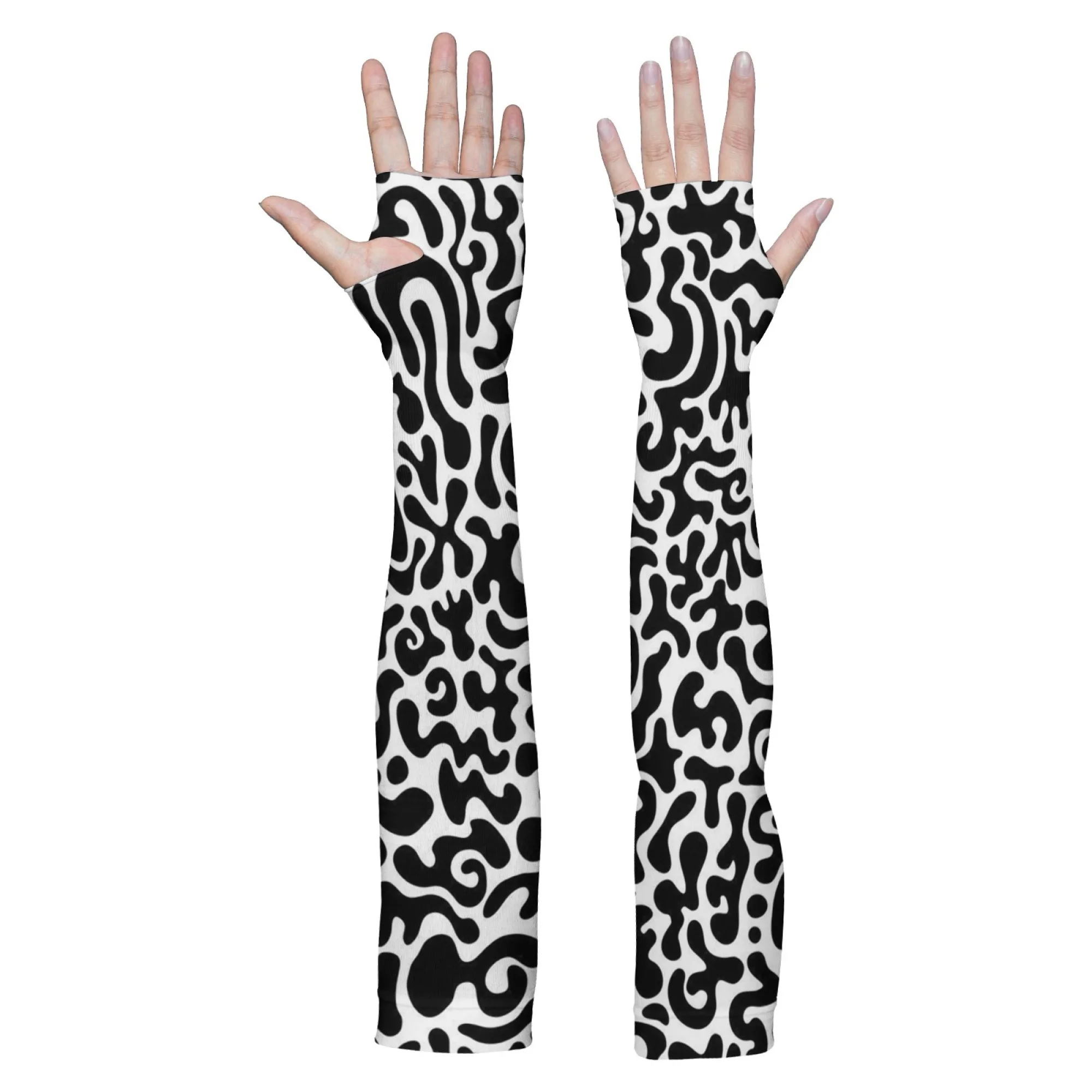 Black and White Zebra Print Sleeves Non-slip Skin-friendly Lightweight Sleeves Outdoor Fishing and Gardening Arm Sleeves