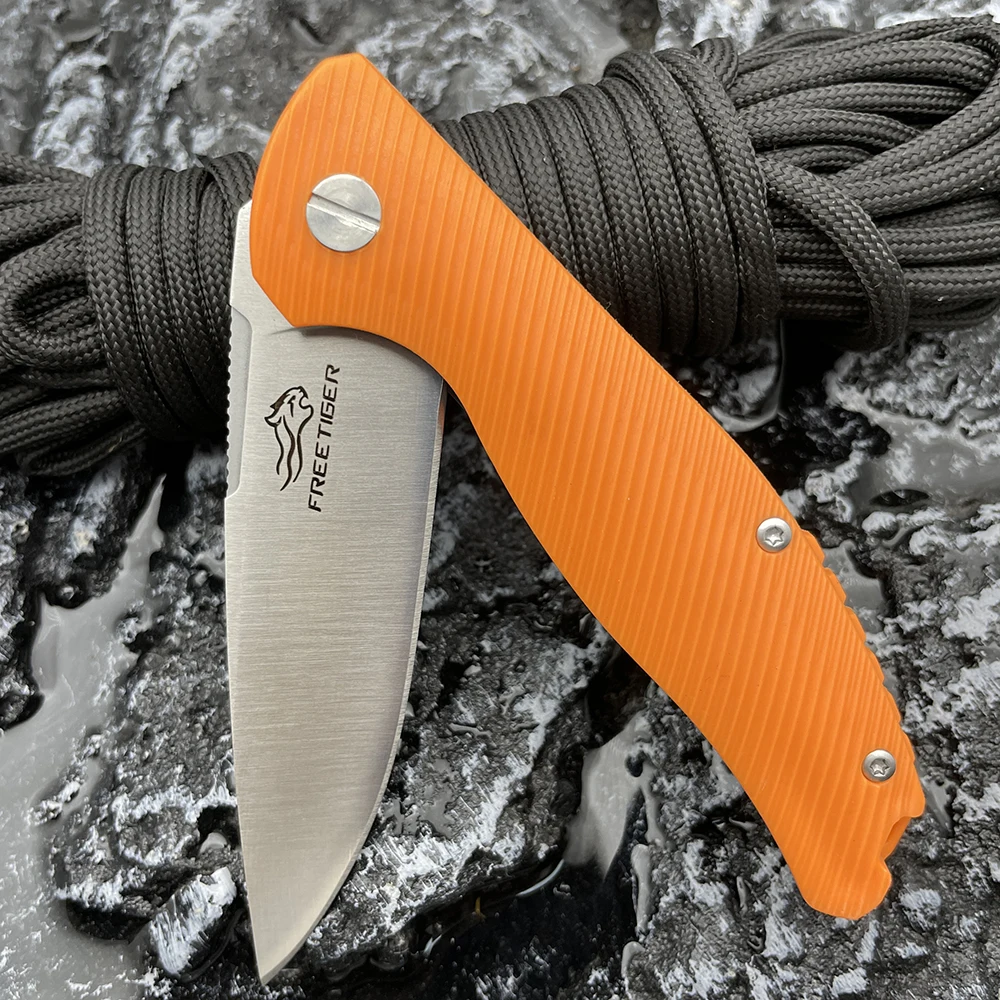 FREETIGER Folding Knife 420 Blade Nylon Fiber Handle Hunting Survival Green Pink Pocket Knife Women\'s EDC Tool FT801