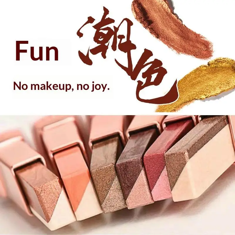 Sombra em bastão de cor dupla, glitter, destaque, maquiagem para os olhos, à prova d'água, longa duração, aplicar rapidamente, sombra feminina