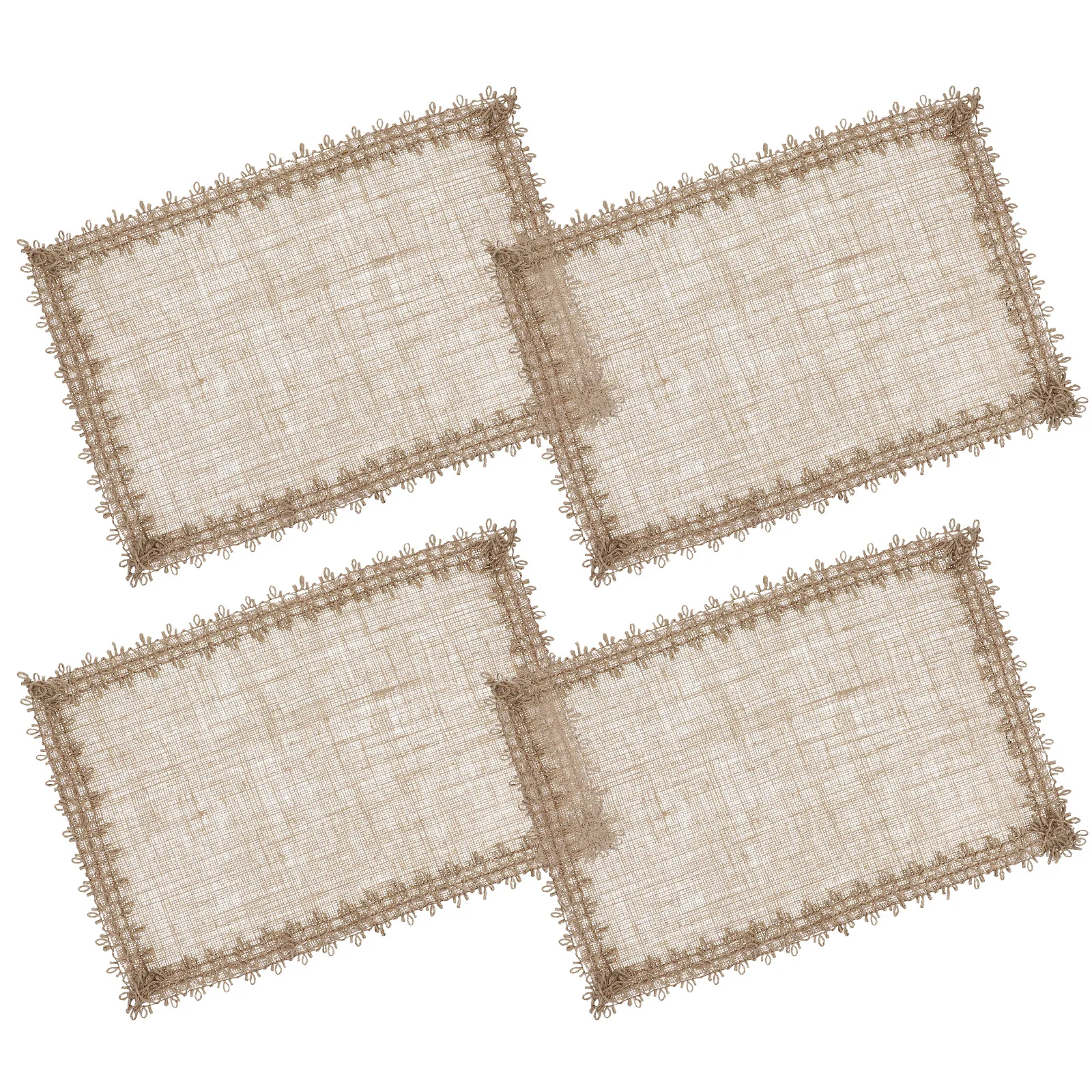 

4 pcs Jute Placemats 45x30cm Elegant Fringe Heat Resistant Table Mats Linen Kitchen Dining Boho Style Washable