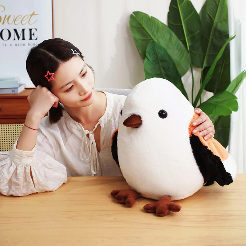 Fuzzy Ball Shape Bird Plush Toy Stuffed Fatty Sparrow Titmouse Cartoon Animal Pillow Decoration Companion Men Gift