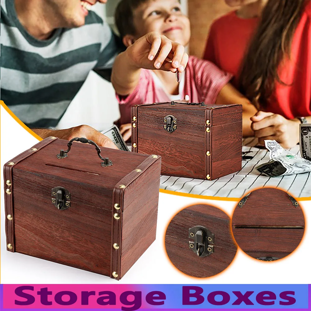 Various Styles Storage Boxes With Lid Exquisite Metal Gift Candy Box Daily Home Wooden Grocery Storage Piggy Bank Storage Boxes