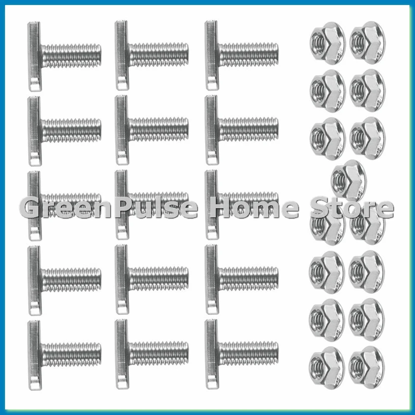 15Pcs T Slot Bolt Replacement,M8 X 20 Screws, A2-70 Rail Track Screws Track Nuts with 15 Flange Nut-A10G