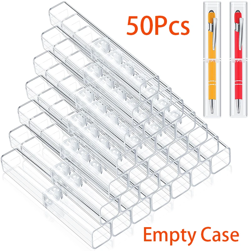 

50 шт. акриловых ящиков для ручек, одинарный прозрачный пластиковый контейнер для ручек, пустые прозрачные коробки для хранения