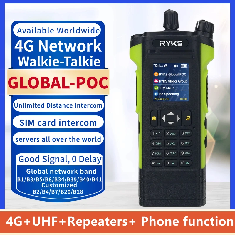 วิทยุสื่อสารแบบสองทาง ระยะไกล 500 กม. รองรับ 4G PoC และอินเทอร์เน็ต UHF พร้อมฟังก์ชันรีพีทเตอร์ ใช้งานได้ทั่วโลก