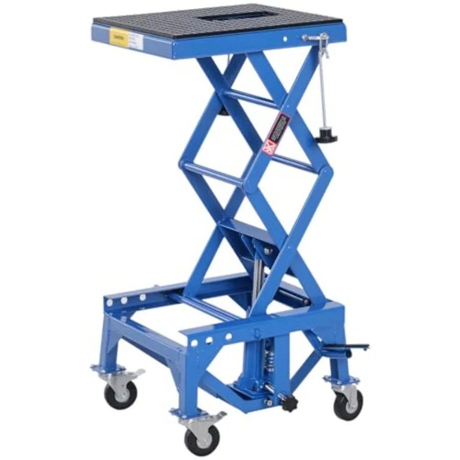 

DURHAND 300 lbs Hydraulic Motorcycle Scissor Jack Lift with Foot Step and Wheels for Easy Maintenance and Storage of Small Dirt