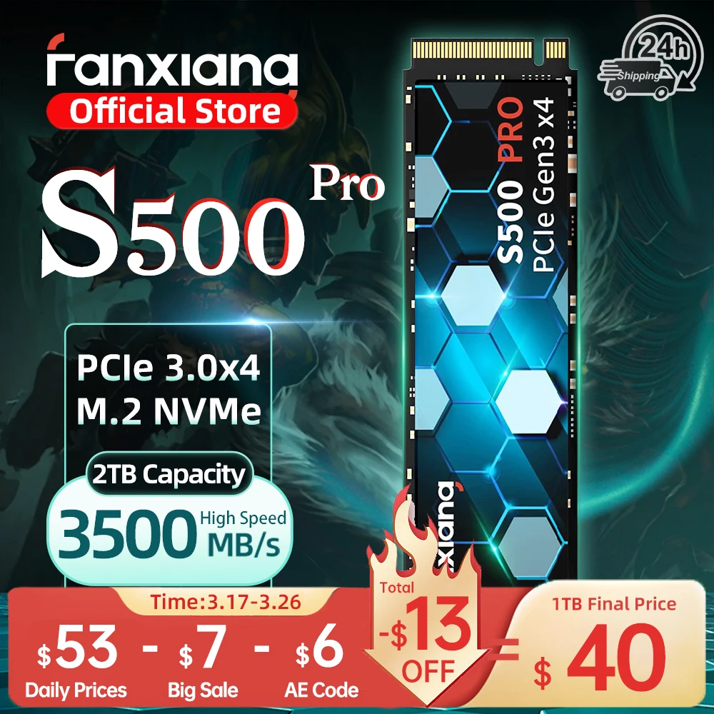 Fanxiang S500 Pro M.2 SSD Hard Disk 1TB 2TB 3500MB/s NVMe M2 SSD 512GB PCIe 3.0 Internal Solid State Drive For Laptop Desktop PC