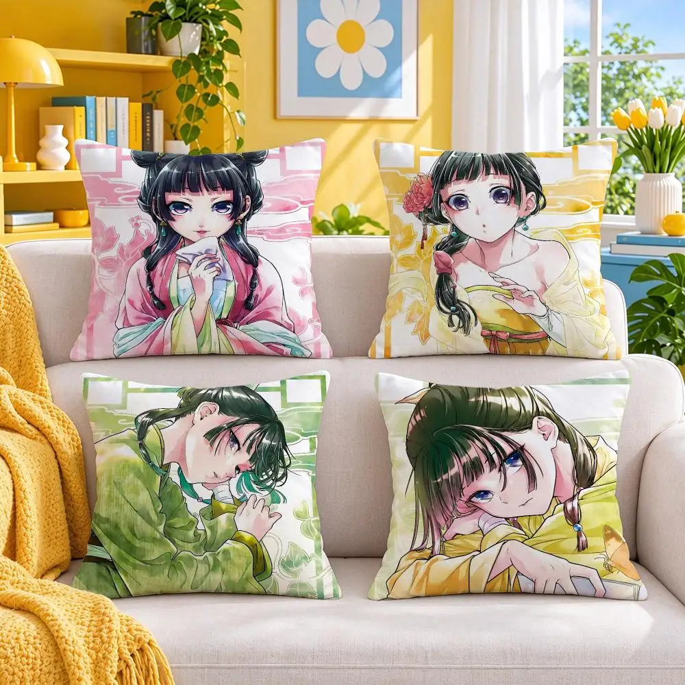 anime The Apothecary Diaries Cushion Cover Throw Pillow Short Plush Fresh Bright Cushion for Bedroom Sofa Ornament Present Gift
