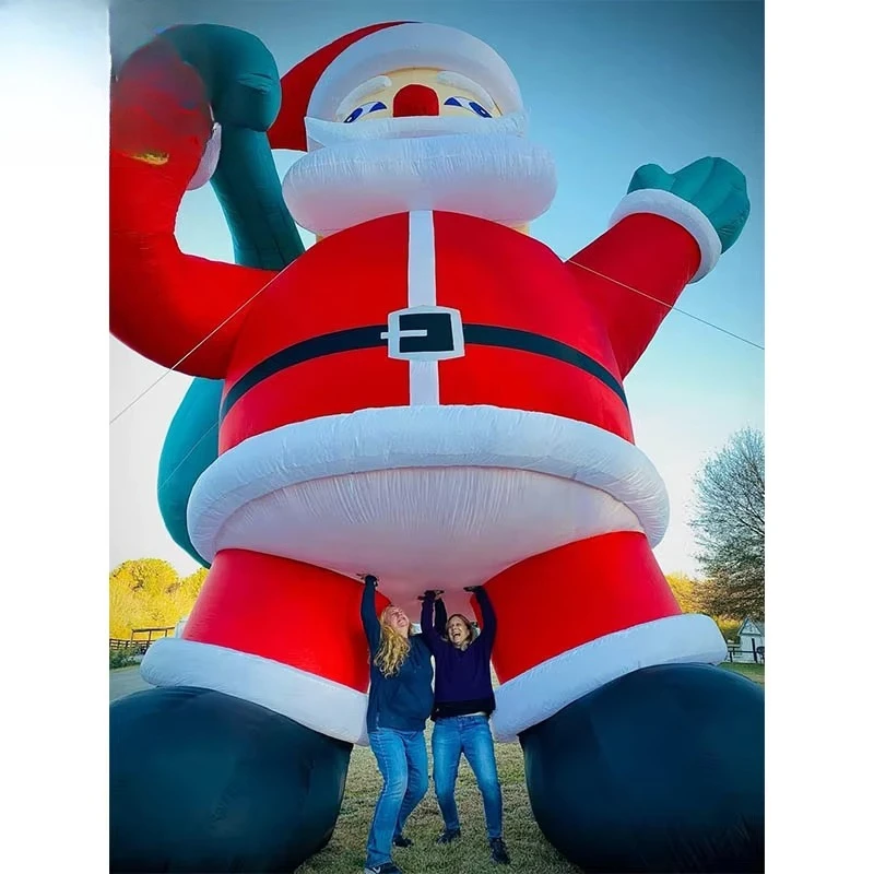 2025 زينة عيد الميلاد العملاقة القابلة للنفخ سانتا كلوز مع حزمة العلم الأمريكي الكرتون عيد الميلاد عطلة حديقة الديكور