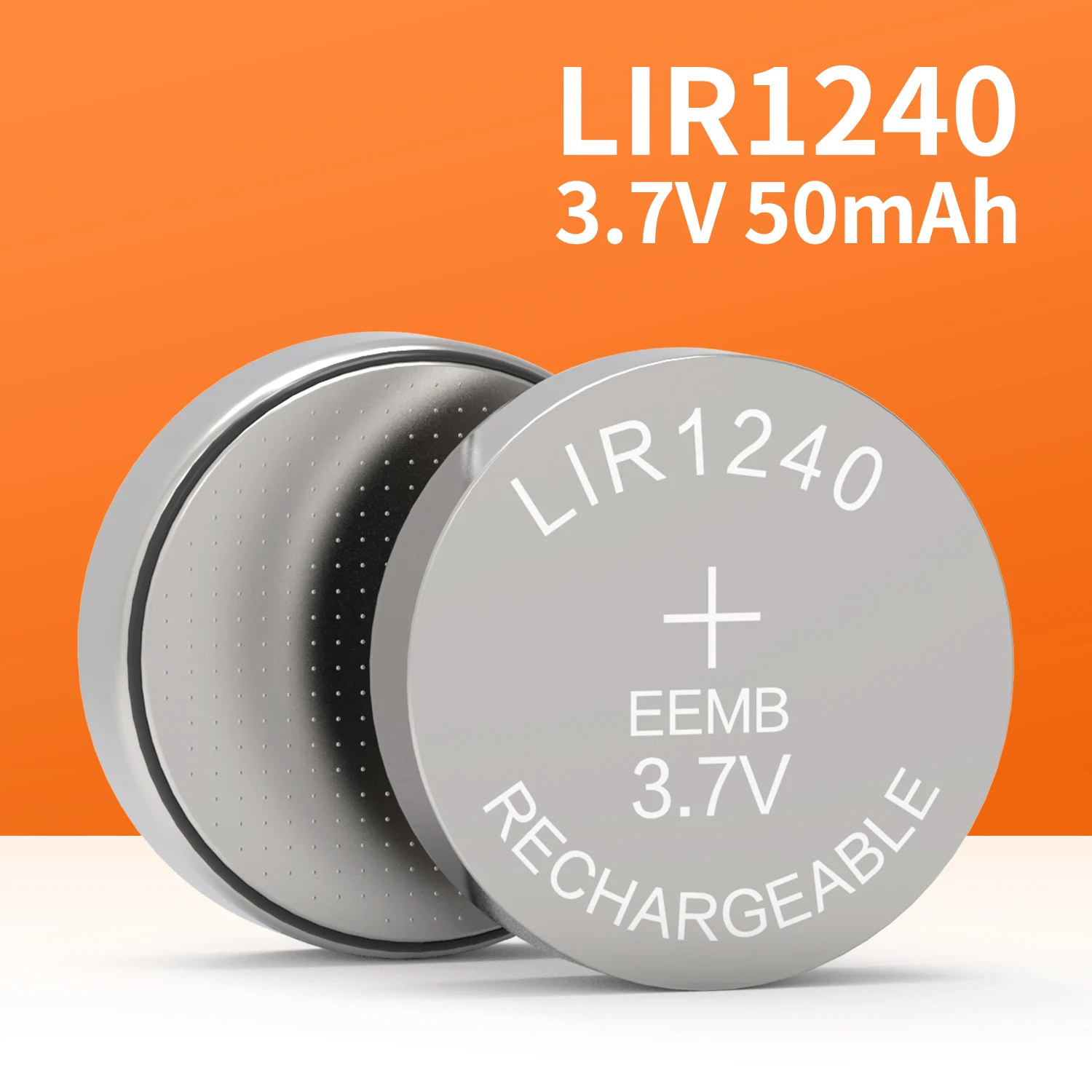 EEMB 2/10 Stück LIR1240 Wiederaufladbare Lithium-Knopfbatterie 3,7V 50mAh für Kabellose Bluetooth-Kopfhörer und Hörgeräte