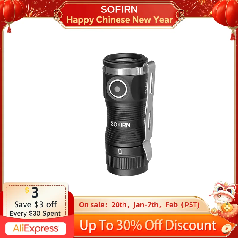 Sofirn Mini SC13A Anduril مصباح يدوي قوي 519A LED 1300lm 18350 مصباح ليد قابل لإعادة الشحن 95 مصباح شعلة CRI عالي مع مغناطيسي